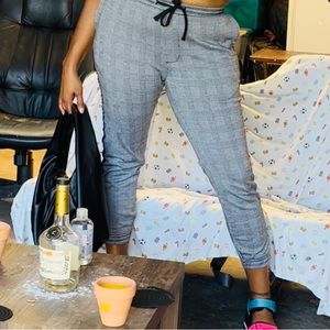 Black and white slightly worn joggers